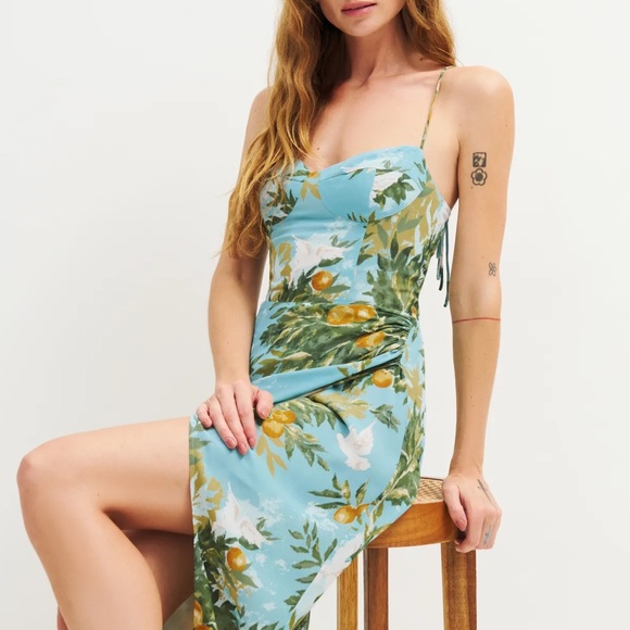 NWOT- Reformation Kourtney Midi Dress in Villa Livia - Picture 6 of 9